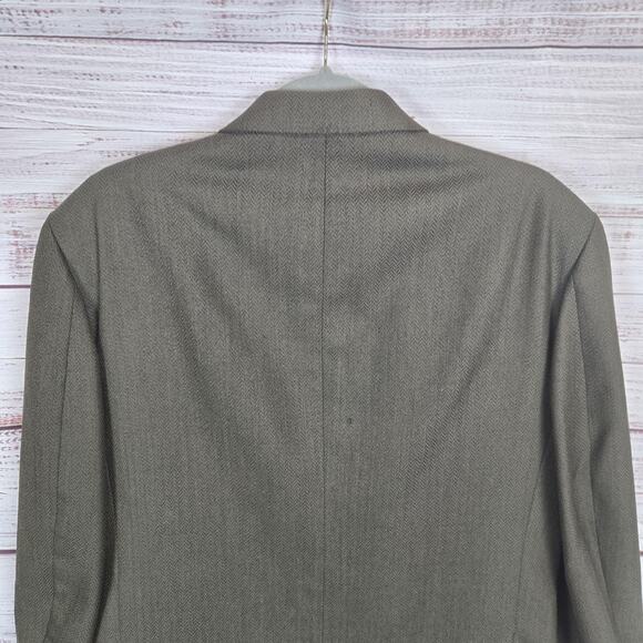 Oscar de la Renta Wool Tweed Blazer Mens 42R Brown Olive Hue Sport Coat Business - Picture 5 of 16